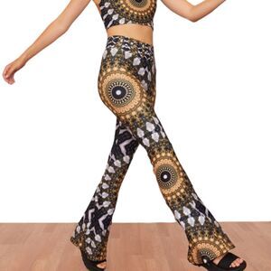 Wolven Noor Golden Sunset Flare Bell Bottom Leggings Pants Women’s XS